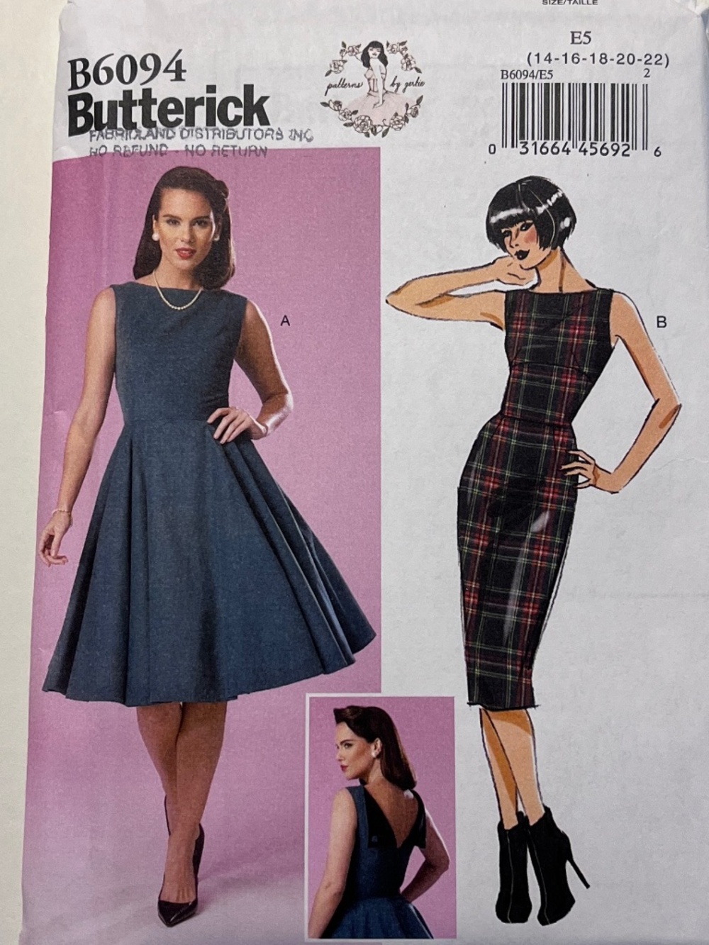 Butterick Pattern 6094 Gertie Dress Out-of-Print Sizes 14-22 NEW